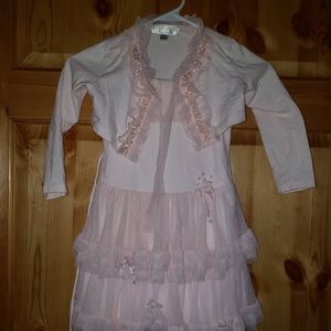 Girls Biscotti dress & cardigan size 4 Pink sequin